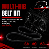 Multi Rib Belt Kit 6PK1698K1 11287810807 11288507415 11288519128 11288512067 Compatible With BMW 5 (F10), 7 (F01, F02, F03, F04), X1 (E84), X5 (F15, F85), X6 (F16, F86) (CONTINENTAL)