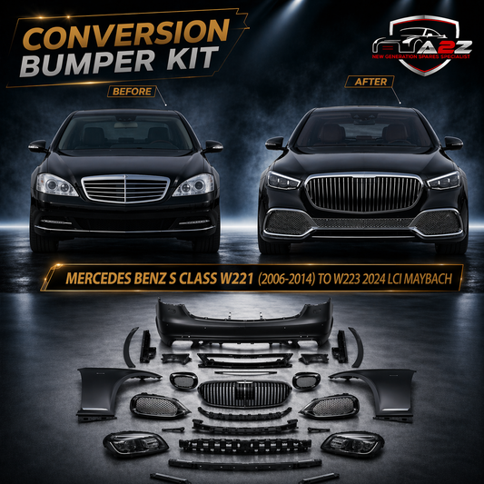 A To Z Compatible With Mercedes Benz S Class W221 (2006-2014) Upgrade Facelift Convert To W223 2024 Lci Maybach Bumper Body Kit Hood Fender Skirts Headlight Taillight Glass With Door 1:1 CC-8553-10 (Shipping Cost Not Included In Price)