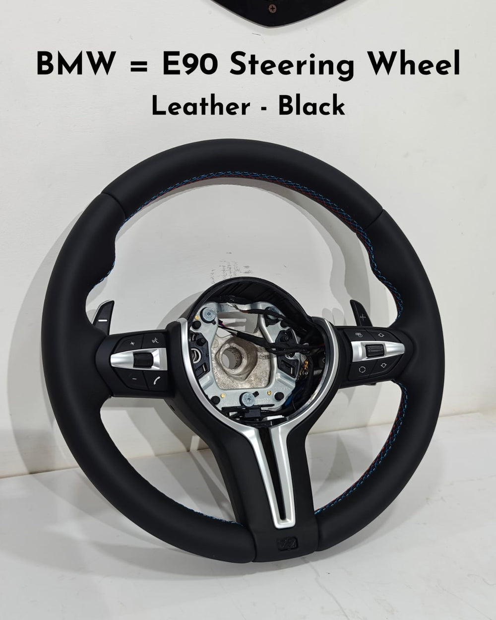 Leather Black Steering Wheel Compatible With BMW E90