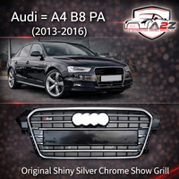 Show Grill Compatible With Audi A4 B8 Facelift (2013-16) Original Shiny Silver Chrome Tag 12