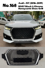 RSQ7 Black And Chrome Honeycomb Show Grill Compatible With Audi = Q7 (2016-19) Tag No.168