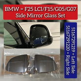 Side Mirror Glass Set Left 51167291219 & Right 51167291220 Compatible With BMW X3 (F25), X5 (F15, G05), X7 (G07)