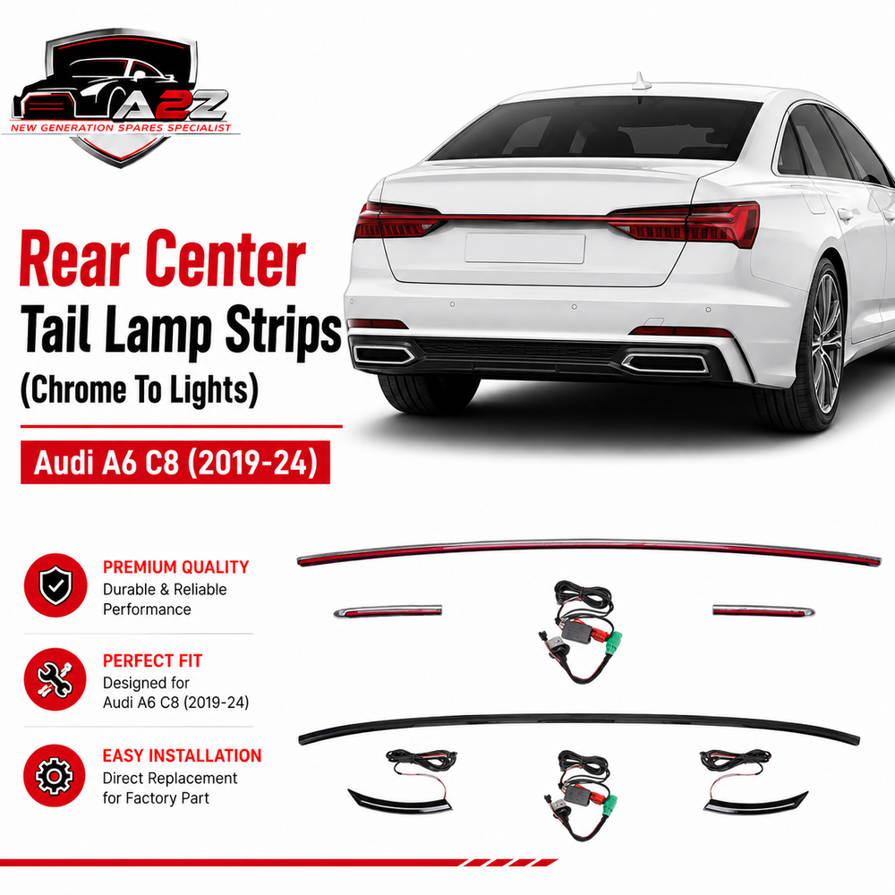 Rear Center Tail Lamp Strips (Chrome To Lights) Compatible With Audi A6 C8 (2019-24)