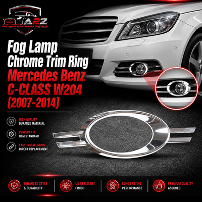Fog Lamp Chrome Trim Ring Left 2048851374 & Right 2048851474 A2048851374 Compatible With Mercedes Benz C-CLASS W204 (2007-2014) Tag No.255