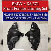 Front Fender Linning Left 51717180617 & Right 51717180618 Compatible With BMW X6 (E71) Tag No.145-146