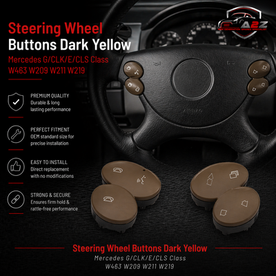 Brown-Rubber Steering Wheel Switch Control Buttons Set 2308202310 Compatible with MERCEDES E-CLASS W211 & CLS C219