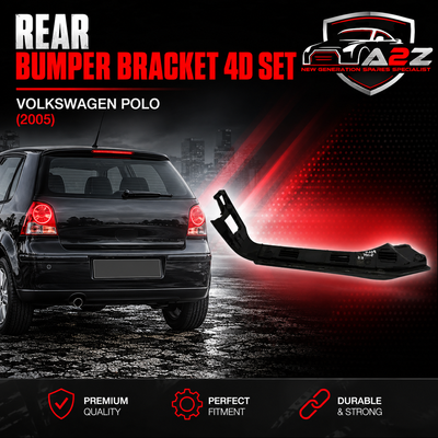 Rear Bumper Bracket 4D Set Left 6Q5807393 & Right 6Q5807394 Compatible With Volkswagen Polo (2005)