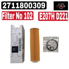 Oil Filter E207H D221 & 2711800309 & OX183/5D Compatible With MERCEDES-BENZ C-CLASS (W204) & E-CLASS (W212) & SLK (R172) Tag 102