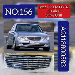 Show Grill Classic 5:Lines Chrome Compatible With Mercedes  Benz E-CLASS  W211 (2003-2007)  Tag 156