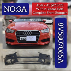 Front Bumper With 2 Sensor Hole 8V5807065A Compatible With AUDI A3 (2013-2015) TAG No:3A