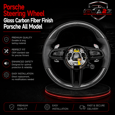 Carbon Fiber Steering Wheel (Gloss Carbon Finish) Compatible With Porsche All Models