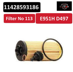 Oil Filter E951H D497 & 11428593186 & OX1238D Compatible With BMW 2 Gran Coupe (F44) & X1 (F48) & MINI MINI (F55) | MINI / COOPER Tag 113