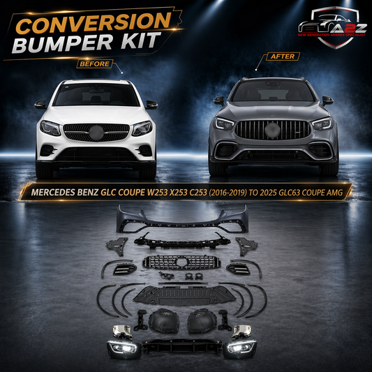 A To Z Compatible With Mercedes Benz Glc Coupe W253 X253 C253 (2016-2019) Upgrade Facelift Convert To 2025 Glc63 Coupe Amg Conversion Body Kit Bumper Headlight CC-9797 (Shipping Cost Not Included In Price)