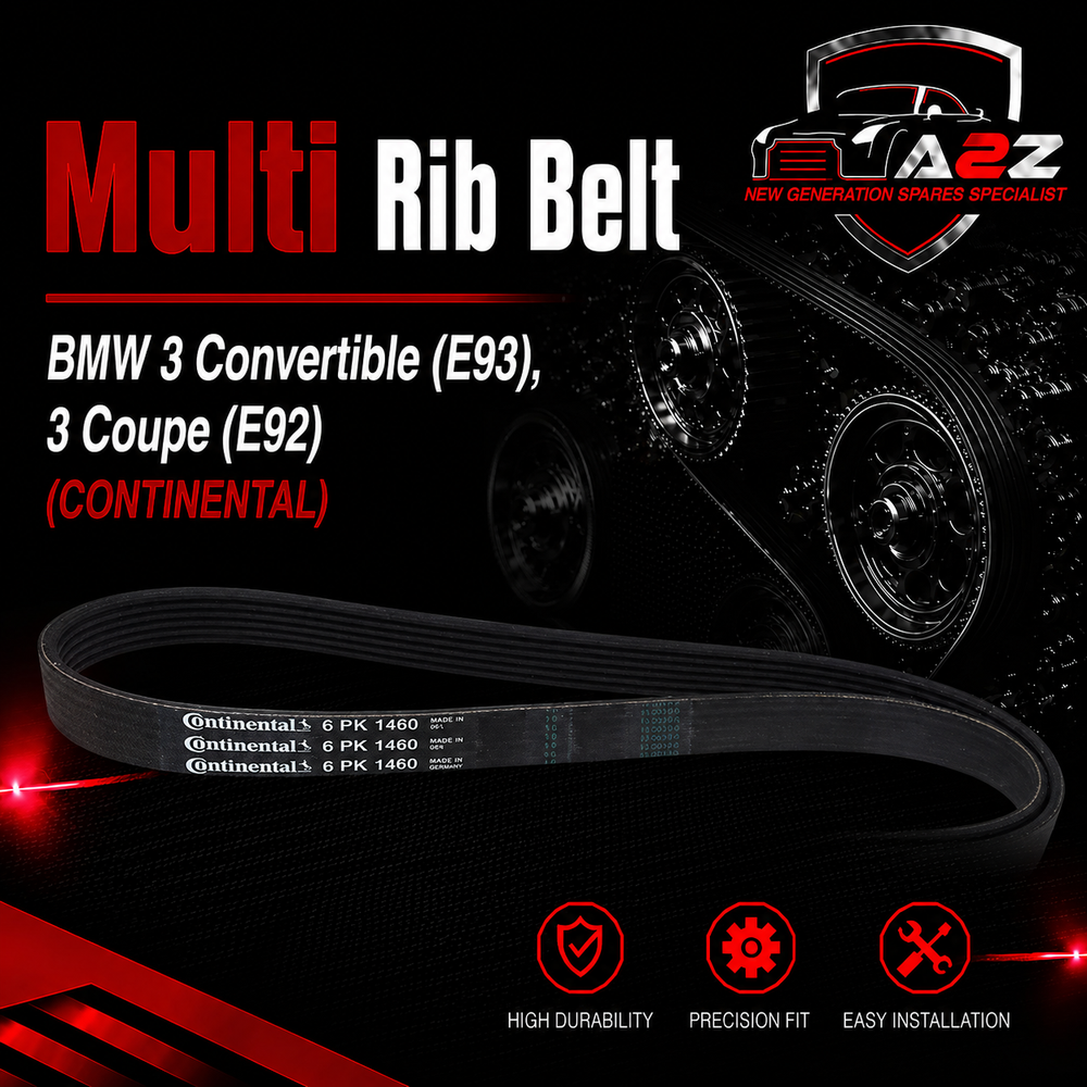 Multi Rib Belt 6PK1460 11287830945 Compatible With BMW 3 Convertible (E93), 3 Coupe (E92) (CONTINENTAL)
