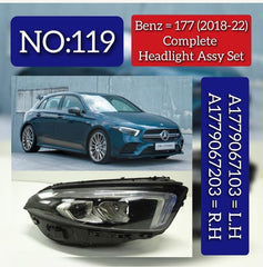 Headlight Headlamp Left A1779067103 & Right A1779067203 (Without Blaster) Compatible With MERCEDES-BENZ A-CLASS (W177) (2018-2022)