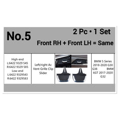 Front Air Conditioner Back Ac Vent Grille Outlet Tab Clip Slider Repair Kit 64229329545 64229329543 Compatible With BMW 5 Series G30 (Set Of 2)