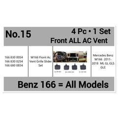 All Front Air Conditioner Wind Volume Control Button AC Vent Grille Outlet Slider Clips Repair Kit 1668300054 1668300254 1666800854 Compatible With MERCEDES BENZ ML-CLASS W166 & GL-CLASS W166 & GLE W166