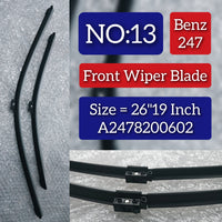 Front Wiper Blade Set (26'19 Inch) A2478200602 2468201345 2468202800 9108240200 A1678209301 A1678209501 A2468201345 A2468202800 Compatible with MERCEDES BENZ B-CLASS W247 Tag NO.13