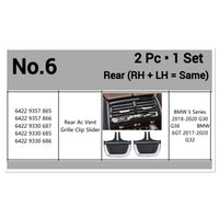 Rear Air Conditioner Back Ac Vent Grille Outlet Tab Clip Slider Repair Kit 64229357865 64229357866 Compatible With BMW 5 Series G30 (Set Of 2)