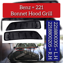 Hood Air Vent Grille Cover Set Left 2218800305 & Right 2218800205 Compatible With MERCEDES BENZ S-CLASS (W221)