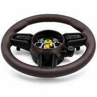 Dark Brown Smooth Leather Steering Wheel Compatible With Porsche All Models