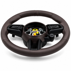 Dark Brown Smooth Leather Steering Wheel Compatible With Porsche All Models