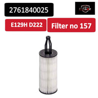Oil Filter 2761840025 & E129H D222 & OX 814D 2761800009 A2761800009 2761840025 A2761840025 Compatible With MERCEDES-BENZ C-CLASS (W205) & CLS (C218) & GLC (X253) & GLE (W166) & GLS (X166) & S-CLASS (W222, V222, X222) Tag : 157