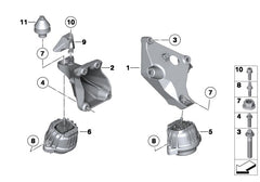 Front Engine Motor Mount Set Compatible With BMW 3 Series E90 & X1 E84 Diesel Engine Motor Mount Left 22116768800 & Right 22116768799