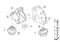 Engine Motor Mount Set Compatible With BMW X3 E83 Engine Motor Mount Left 22113421299 & Right 22113453257