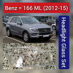 Front Headlight Glass Compatible with Mercedes-Benz ML-Class W166 (2012 - 2015).