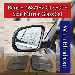 Side Mirror Glass Set With Blindspot Right & Left Compatible With Mercedes Benz G Series (W463), GLE-Class (W167), GLS-Class (W167)
