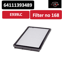 Cabin Air Filter E939LC & E939LI & 64111393489 & Compatible With BMW Tag 168
