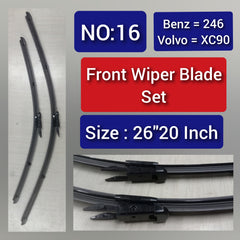 Front Wiper Blade Set (26'20 Inch) Compatible with Mercedes Benz B-CLASS W246 & VOLVO XC90 Tag-WBF-16