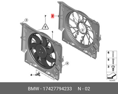 Engine Radiator Cooling Fan Assembly 17427794233 17427801647 17427788906  Compatible With BMW 3 Series (E90) & X1 (E84)