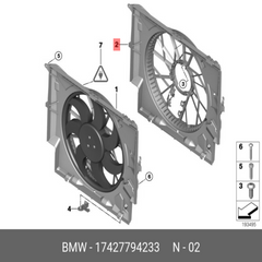 Engine Radiator Cooling Fan Assembly 17427794233 17427801647 17427788906 Compatible With BMW 3 Series (E90) & X1 (E84)