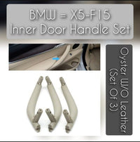 Inner Door Pull Handle Set Oyster Left 51417345333 Right 51417345334 Compatible With BMW X5 X6 F15 F16