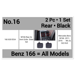 Rear Air Conditioner Back Ac Vent Grille Outlet Tab Clip Slider Repair Kit 1668300554 Compatible With MERCEDES BENZ ML-CLASS W166 & GL-CLASS W166 & GLE W166 & M-CLASS W166 & GLS W166 (Set)