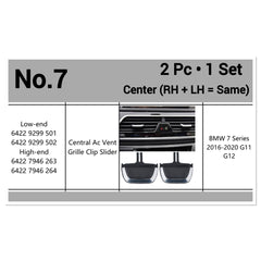 Center Air Conditioner Back Ac Vent Grille Outlet Tab Clip Slider Repair Kit 64229299501 64227946263 Compatible With BMW 7 Series G11 G12 (Set Of 2)