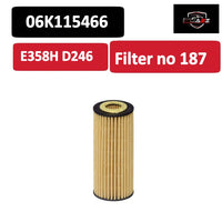 Oil Filter E358H D246 & 06K115466 & OX1217D Compatible With AUDI A3 A4 A6 Q3 Q5 Q7 TT & PORSCHE MACAN (95B) & SKODA OCTAVIA III (5E3, NL3, NR3) & VW POLO V (6R1, 6C1) Tag 187.