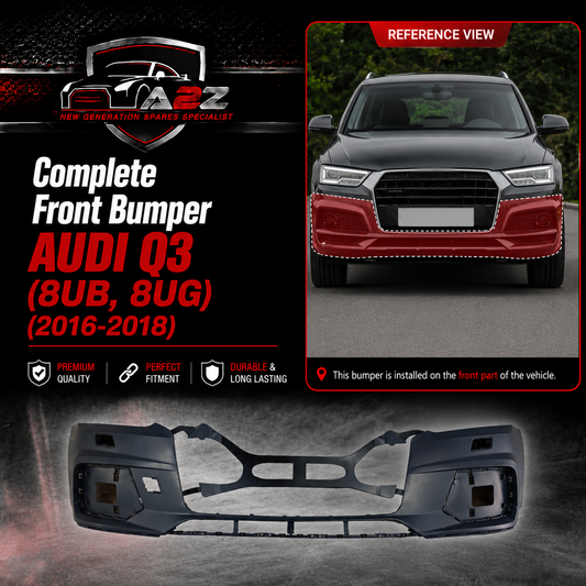 Complete Front Bumper 8U0807065L 8U0807065LGRU Compatible With AUDI Q3 (8UB, 8UG) (2016-2018) Tag No.72