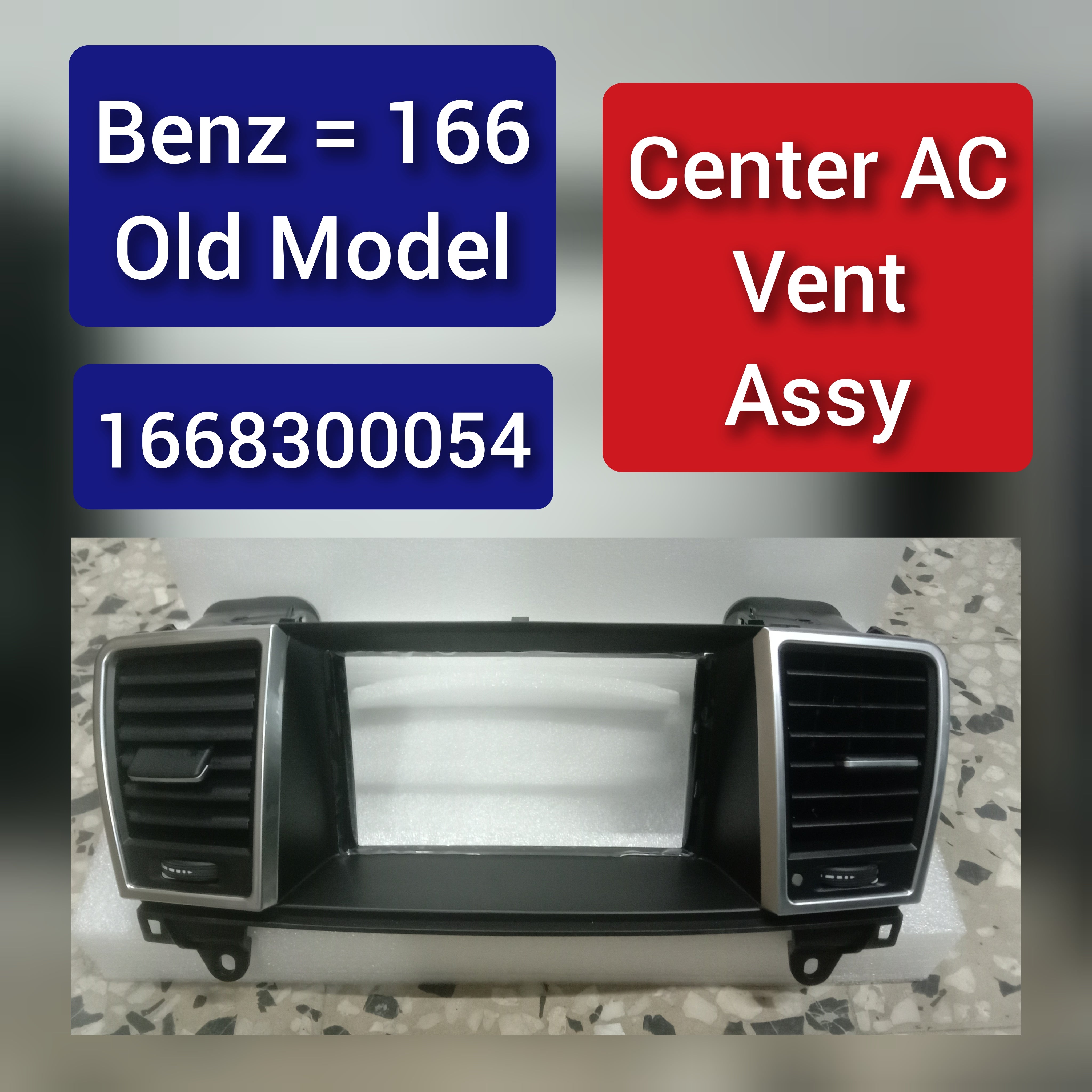 Black Center AC Vent Assay Small 1668300054 Compatible With Mercedes Benz GL-Class W166, GLS W166 & ML-Class W166