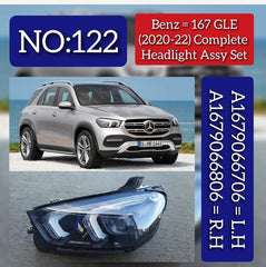 Headlight Headlamp Left A1679066706 & Right A1679066806 (Without Blaster) Compatible With MERCEDES-BENZ GLE (W167) (2020-2022)