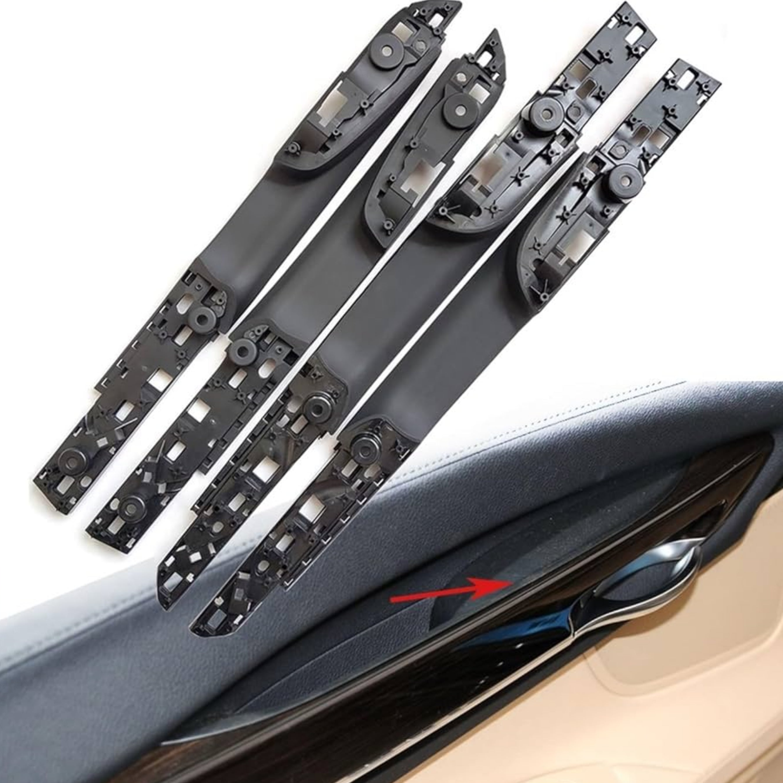 BMW 7 Series F01 leather inner door handle set compatible with F02, F03, F04 – luxury handle set with OEM fit and finish for 2008–2015 models