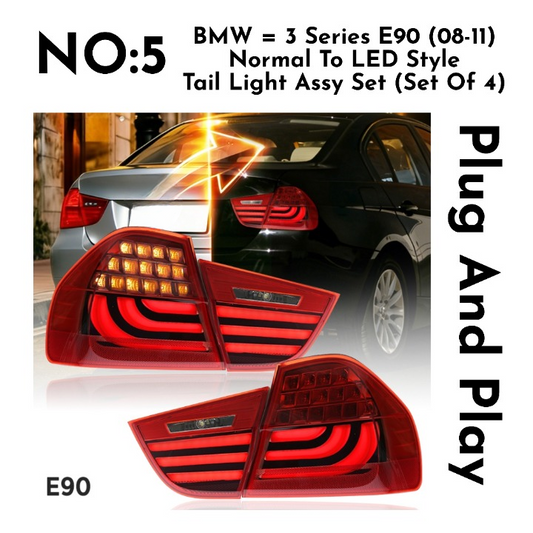 Upgrade Complete Tail Light Assy Set (Upgrade Normal To LED Upgrade) Plug And Play No Need To Change Bumper Compatible With BMW E90 (2008-12) Tag No.5