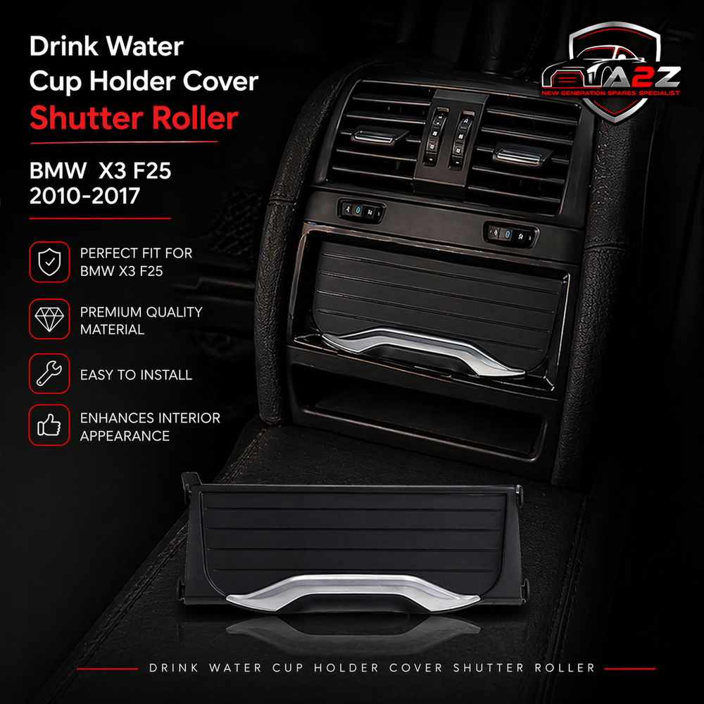 Black Central Console Drink Water Cup Holder Cover Shutter Roller 51169301722 Compatible With BMW X3 F25 2010-2017