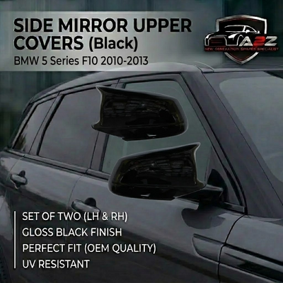 Side Mirror upper cover (Side Mirror cover) Black Horn Model Left 51167216369 & Right 51167216370 Compatible With BMW 5 Series F10 2010-2013 TAG-SMC-55