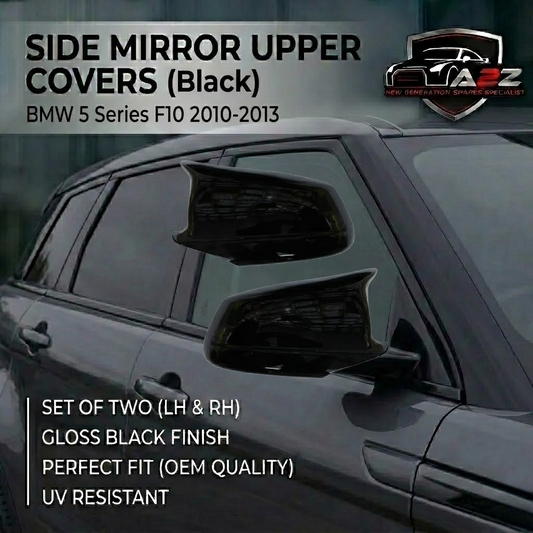 Side Mirror upper cover (Side Mirror cover) Black Horn Model Left 51167216369 & Right 51167216370 Compatible With BMW 5 Series F10 2010-2013 TAG-SMC-55