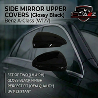 Side Mirror Upper Covers Glossy Black Right & Left Compatible With Mercedes Benz A-Class (W177) Tag No.105