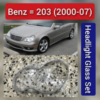 Front Headlight Glass Compatible With Mercedes-Benz W203 (2000-2007)