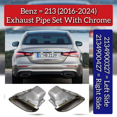 Rear Exhaust Pipe With Chrome Left 2134900327 & Right 2134900427 Compatible With MERCEDES-BENZ E-CLASS (W213) (2016-2024)
